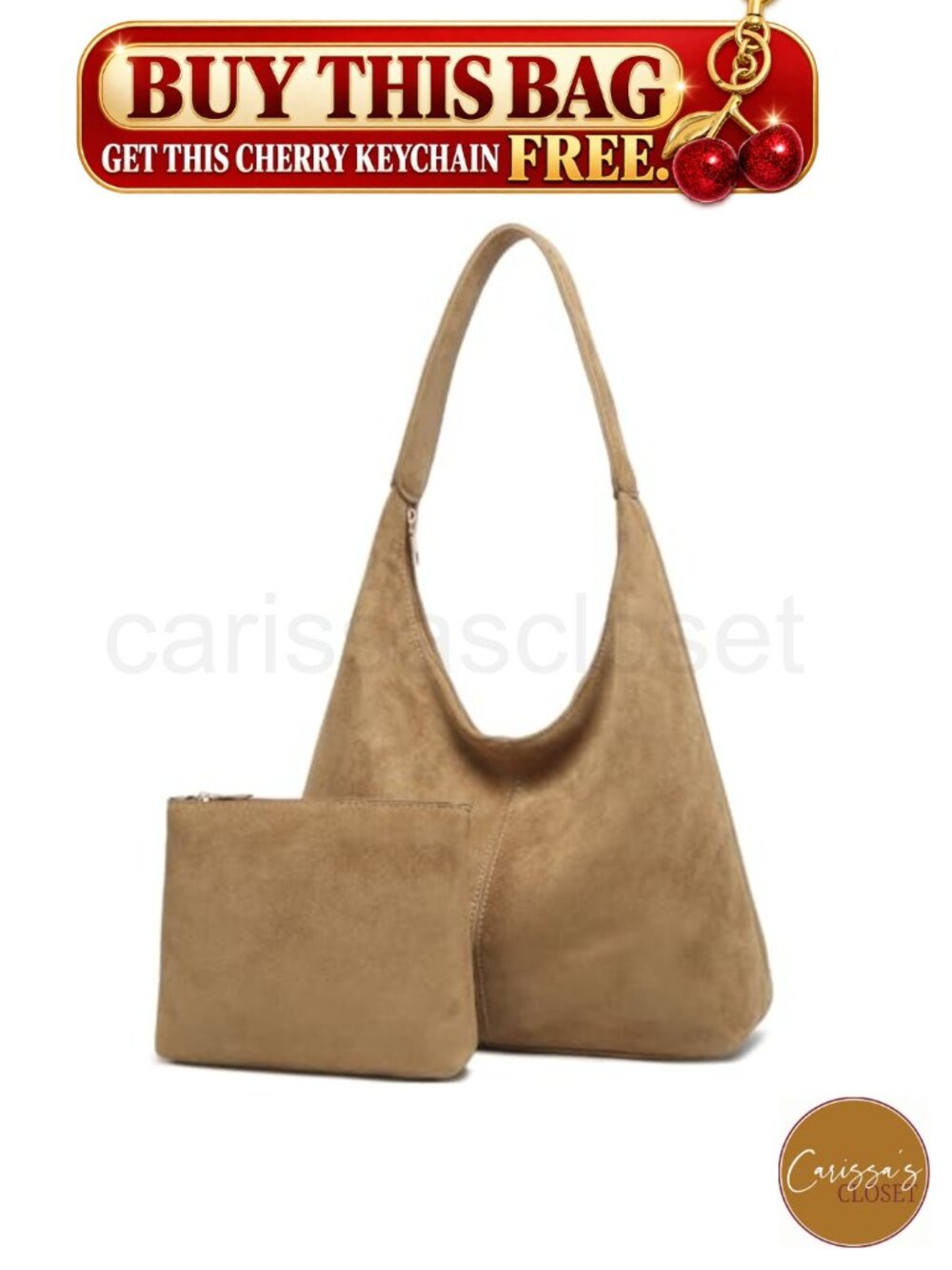 ✨BAIKELI Slouchy Faux Suede Hobo Bag 2-in-1 Shoulder Tote with Pouch